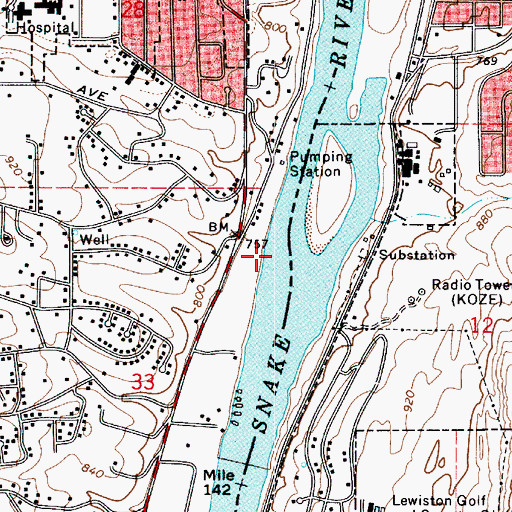 Topographic Map of C F Adams High School, WA