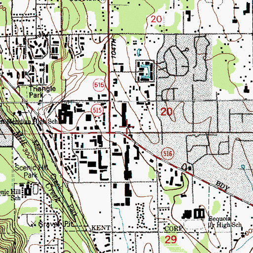 Topographic Map of East Kent Shopping Center, WA