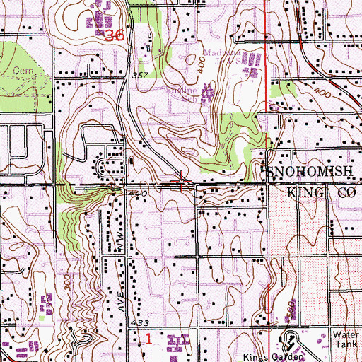 Topographic Map of Firdale Village Art Center, WA