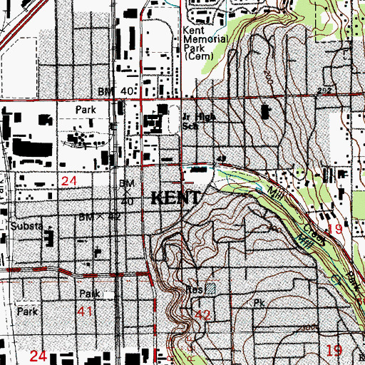 Topographic Map of Kent Shopping Center, WA