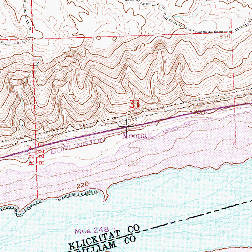 Topographic Map of Moonax, WA