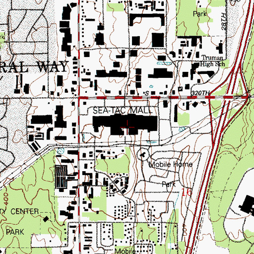 Topographic Map of Seatac Mall, WA