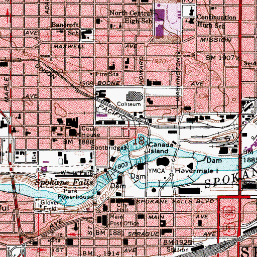 Topographic Map of The Flour Mill, WA