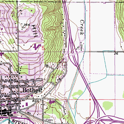 Topographic Map of Truly Ranch Shopping Center, WA