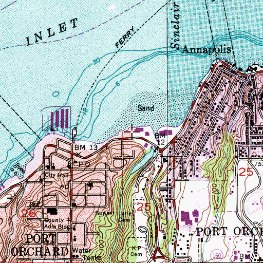 Topographic Map of Westbay Shopping Center, WA