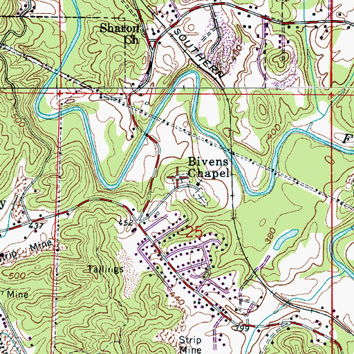 Topographic Map of Bivens Chapel Cemetery, AL
