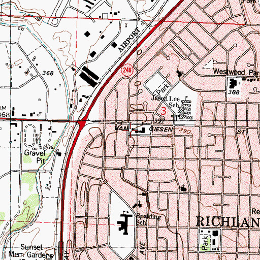 Topographic Map of Westgate Shopping Center, WA