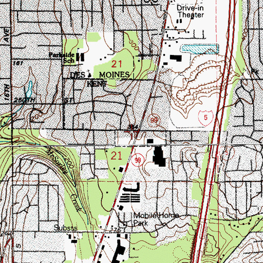 Topographic Map of Woodmont Place, WA