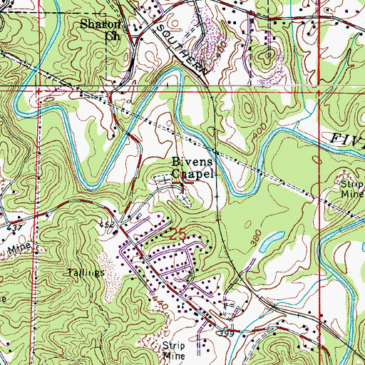 Topographic Map of Bivens Chapel, AL