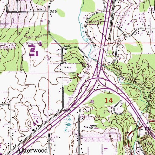 Topographic Map of Alderwood Mall, WA