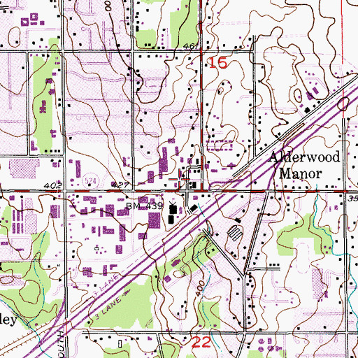 Topographic Map of Alderwood Village, WA
