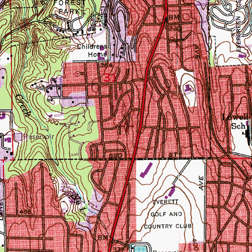Topographic Map of B and M Shopping Center, WA