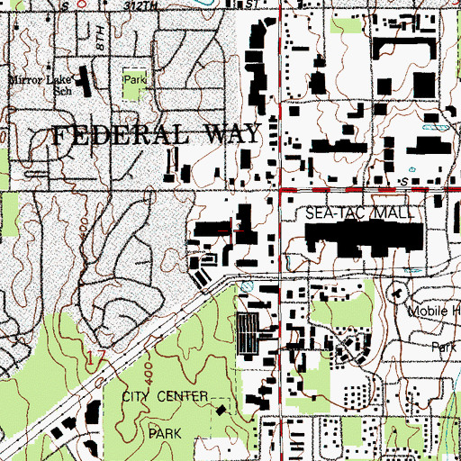 Topographic Map of Center Plaza, WA