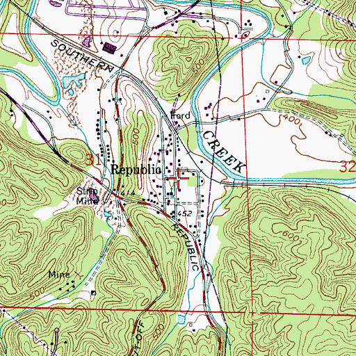 Topographic Map of New Town, AL