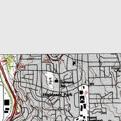 Topographic Map of Greater Highland Shopping Center, WA