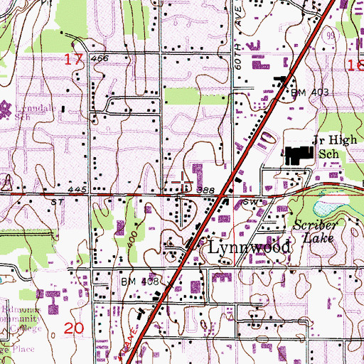 Topographic Map of Lynnwood Shopping Center, WA