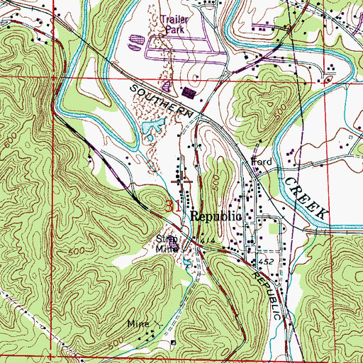 Topographic Map of Scarlet Town, AL