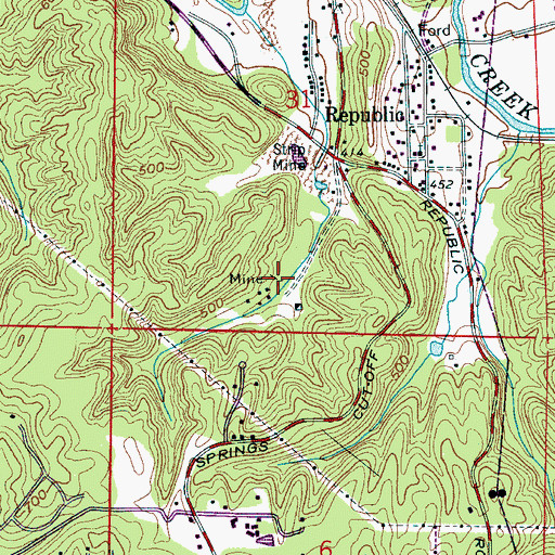 Topographic Map of Republic Mine, AL