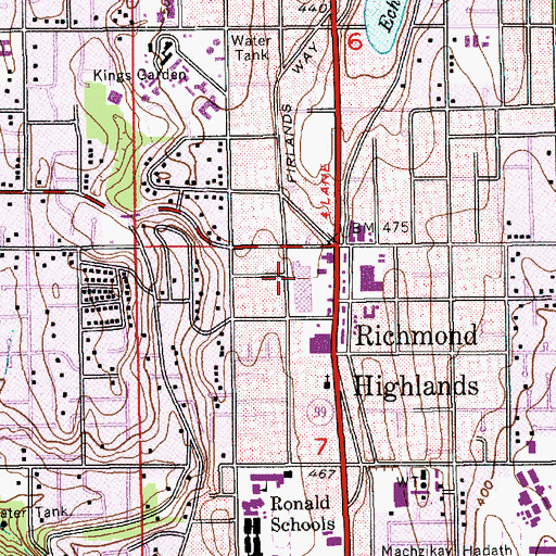 Topographic Map of Gateway Shopping Center, WA
