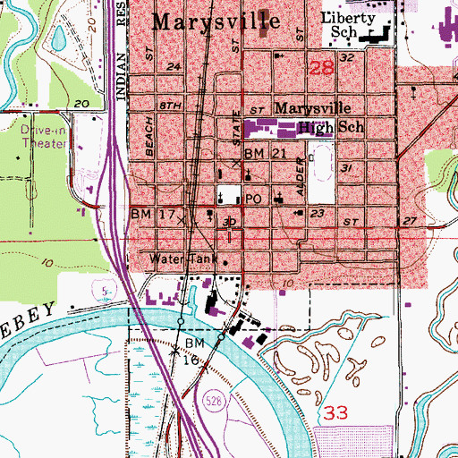Topographic Map of Town Center Mall, WA