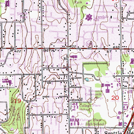 Topographic Map of Vaughns Village, WA