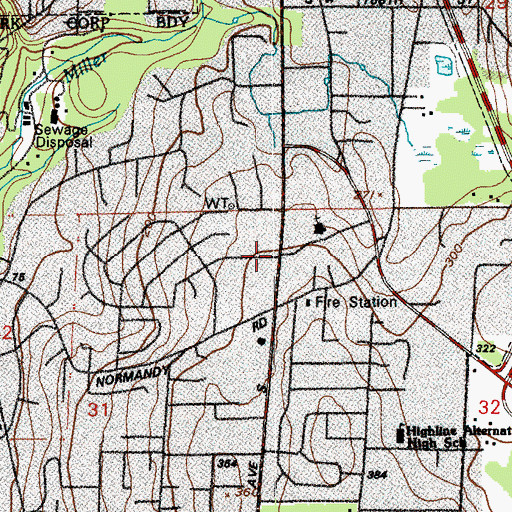 Topographic Map of Manhattan Center, WA