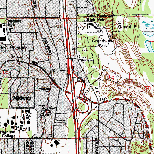 Topographic Map of Lakecrest Shopping Center, WA