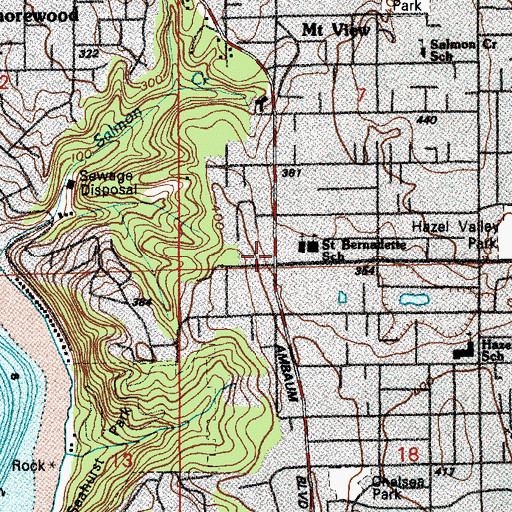 Topographic Map of Ambaum Shopping Center, WA