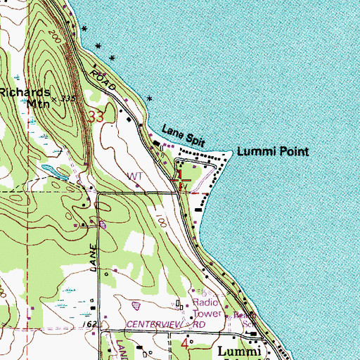 Topographic Map of Lane Spit, WA