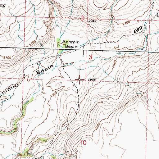 Topographic Map of Achimin Basin, WA