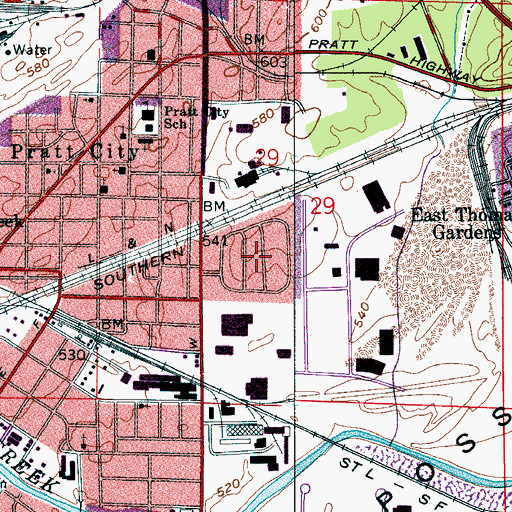 Topographic Map of Tuxedo Heights, AL