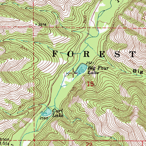 Topographic Map of Big Four Lake, WA
