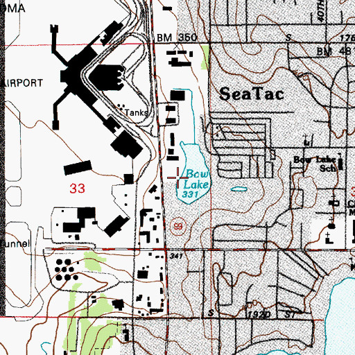 Topographic Map of Bow Lake, WA