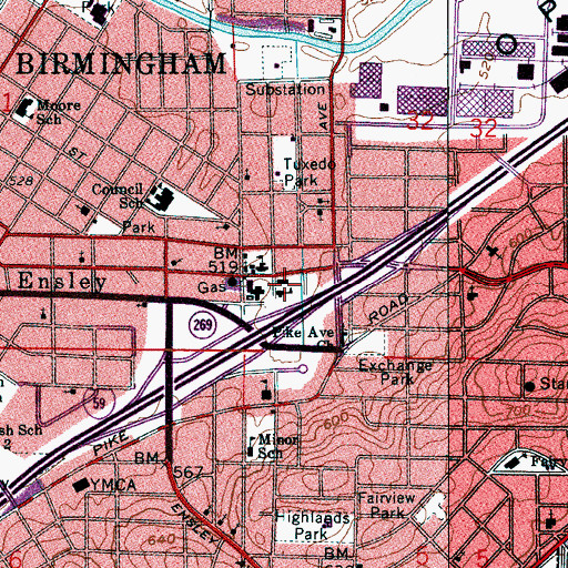 Topographic Map of Holy Family High School, AL
