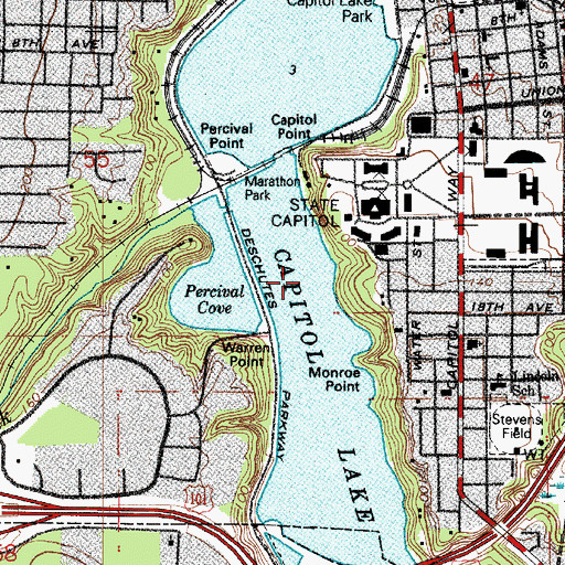 Topographic Map of Capitol Lake, WA