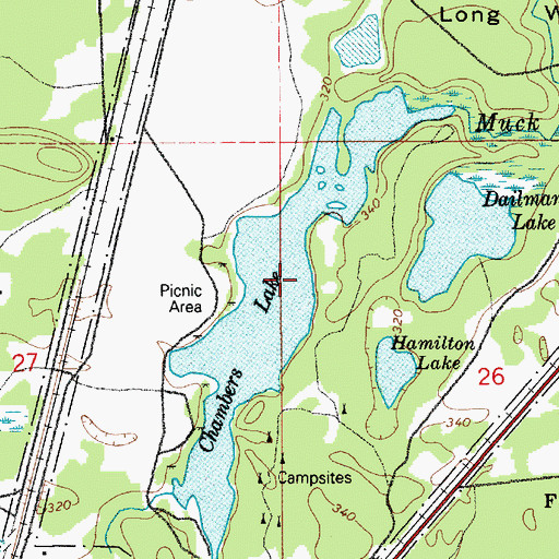 Topographic Map of Chambers Lake, WA