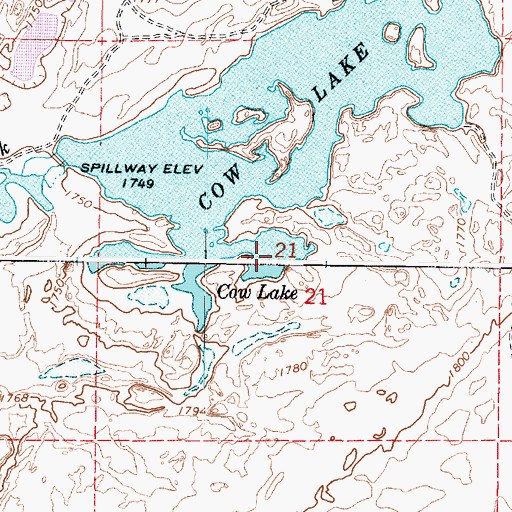 Topographic Map of Cow Lake, WA