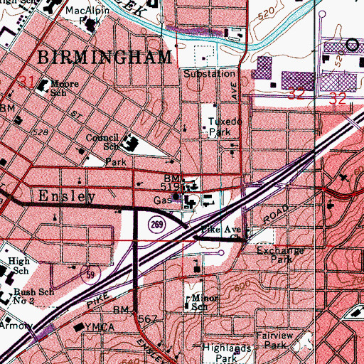 Topographic Map of Holy Family Catholic Church, AL
