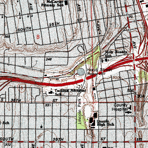 Topographic Map of Hood Street Reservoir, WA