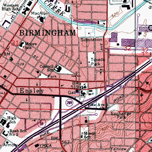 Topographic Map of Lily Grove Baptist Church, AL