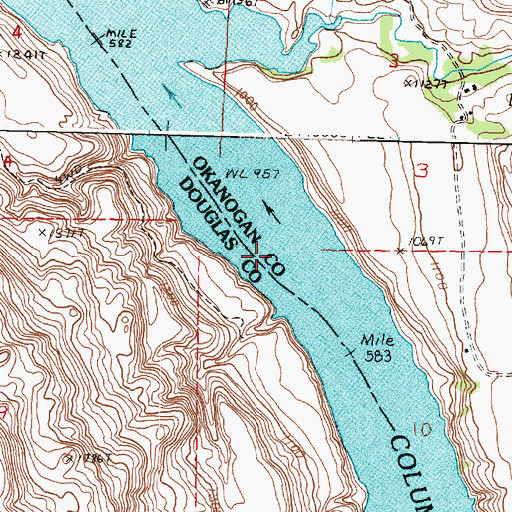 Topographic Map of Nespelem Rapids, WA