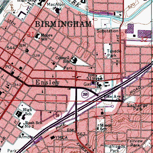 Topographic Map of Trinity African Methodist Episcopal Zion Church, AL