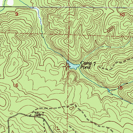 Topographic Map of Camp Seven Pond, WA