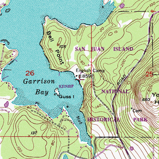 Topographic Map of English Camp, WA