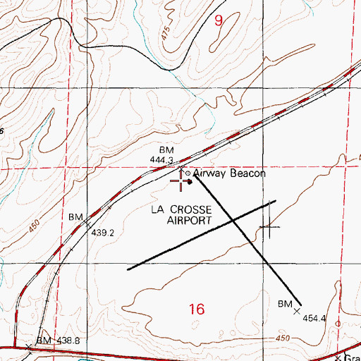 Topographic Map of Lacrosse Municipal Airport, WA