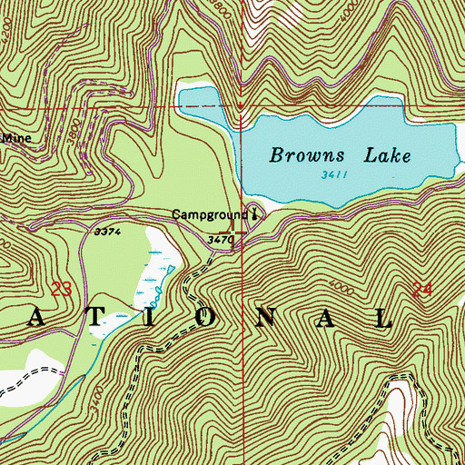 Topographic Map of Browns Lake Recreational Site, WA