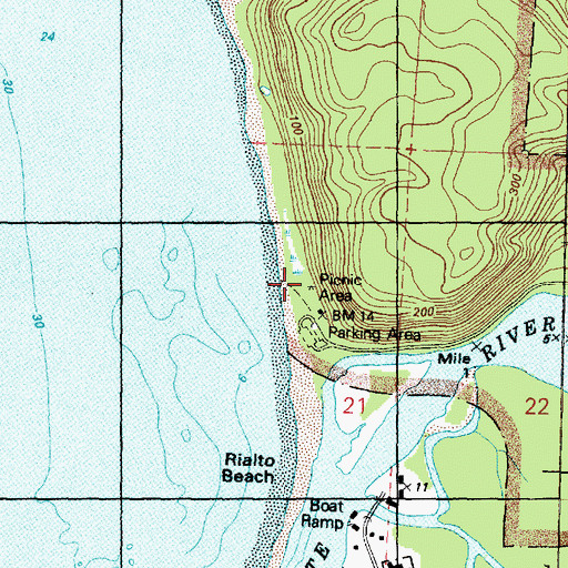 Topographic Map of Rialto Beach Picnic Area, WA