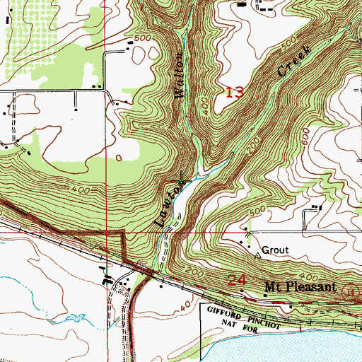 Topographic Map of Walton Creek, WA