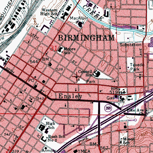 Topographic Map of Metropolitan Christian Methodist Episcopal Church, AL