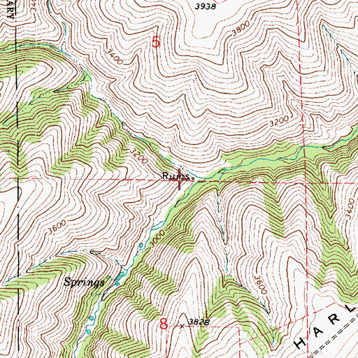 Topographic Map of Jim Barkley Ranch, WA